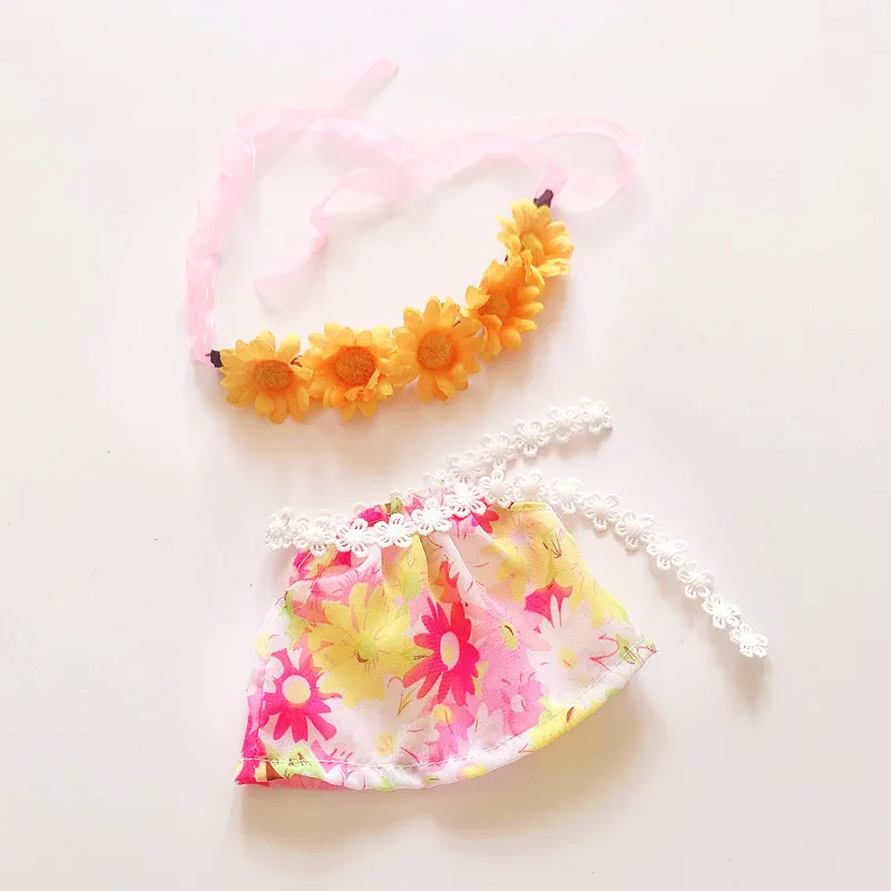 

20cm Star Idol Doll Chiffon Sunflower Skirt Straw Hat Bohemian Style Idol Doll's Replaceable Clothes Accessories(without Doll)