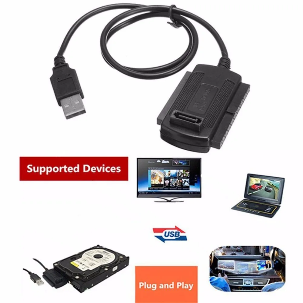 Адаптер-кабель 3 в 1 с USB 2 0 на IDE / SATA 5 дюйма жесткий диск HDD SSD 480 МБ/с./с интерфейс