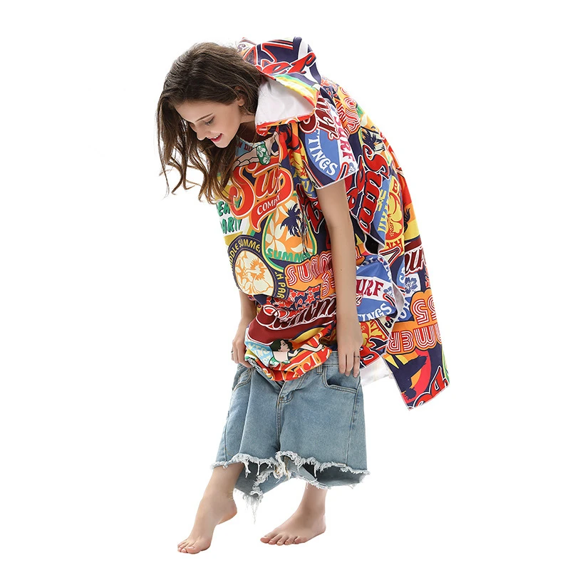 Модный пляжный халат с принтом банное полотенце модное пляжное капюшоном для