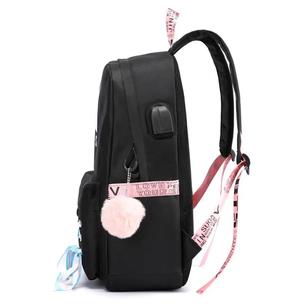 USB Fashion cartoon printing schoolbag high quality Oxford cloth backpack lady's bag Mochila kawaii backpacks for teenage