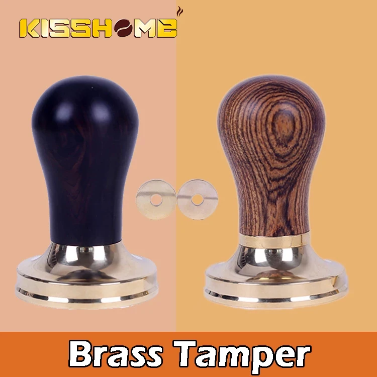 

51/58/58.5mm Brass Tamper Coffee Powder Hammer with 304 Stainless Steel Base Coffee Accessories