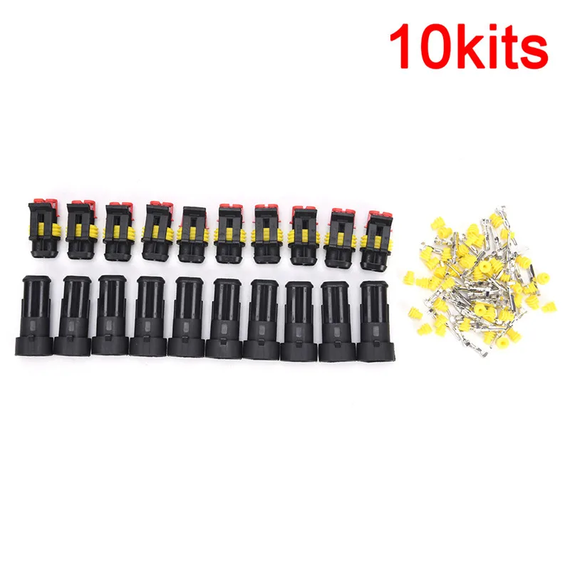 

10 Kits/lot 2 Pin Way Sealed Waterproof Electrical Wire Connector Plug Car Auto Sets SHIDWJ 85g
