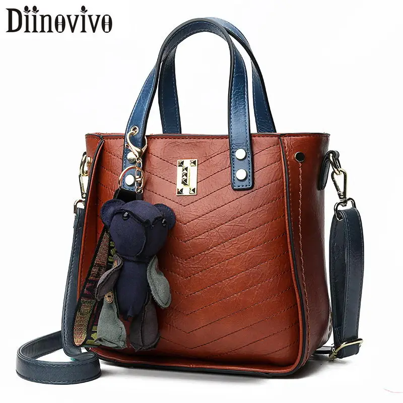 Женская винтажная Сумка тоут DIINOVIVO дизайнерская сумка через плечо с медведем