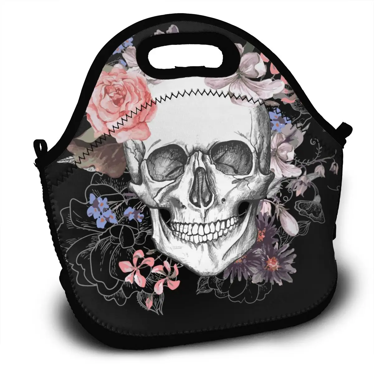 

Новинка 2020, Термосумка для ланча с изображением черепа и цветов на День мертвых, удобная Термосумка для отдыха