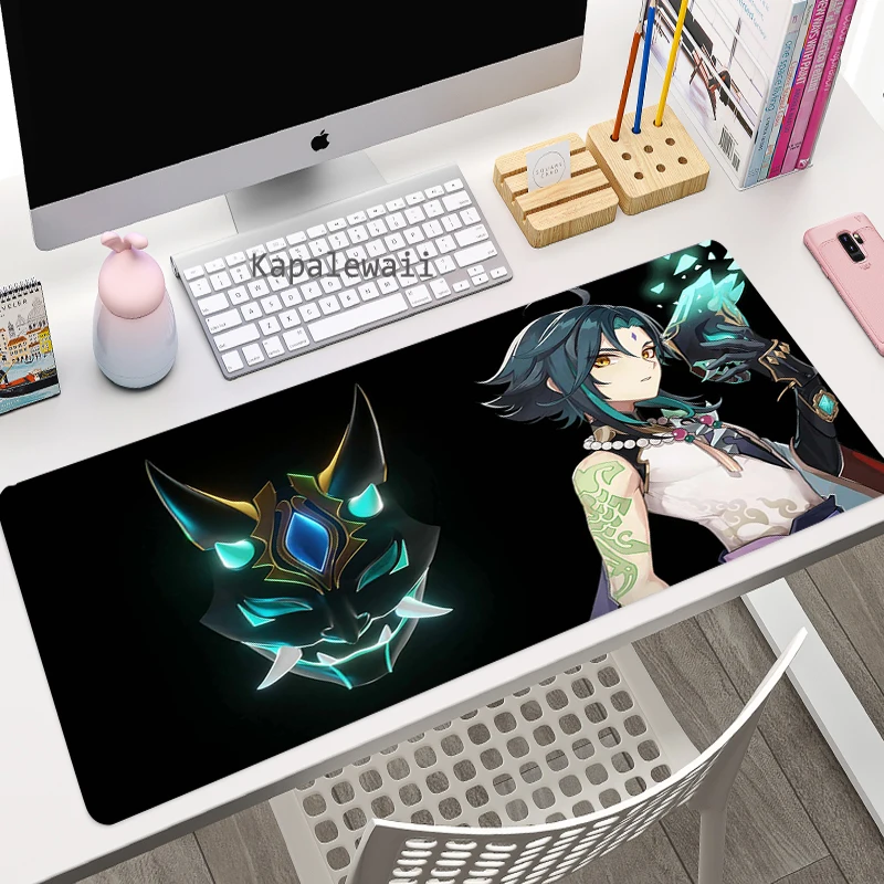 kawaii genshin impact large gaming mouse pad pc gamer computer rubber anime cute mouse pad cartoon keyboard game laptop desk mat free global shipping