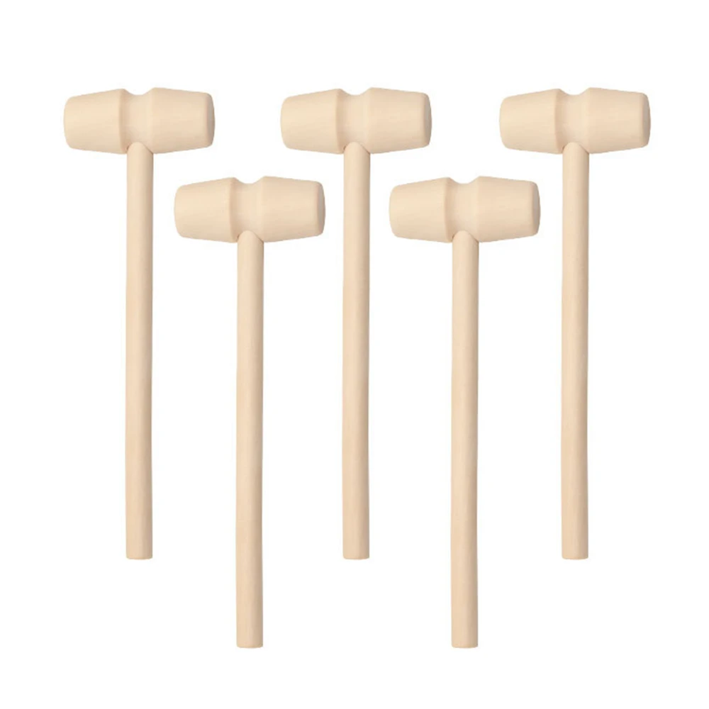 

5pcs Mini Wooden Hammers Natural Wood Beat Baby Toy Toddler Grabbing 135mm creative Educational Hammer Baby Nursing Accessories