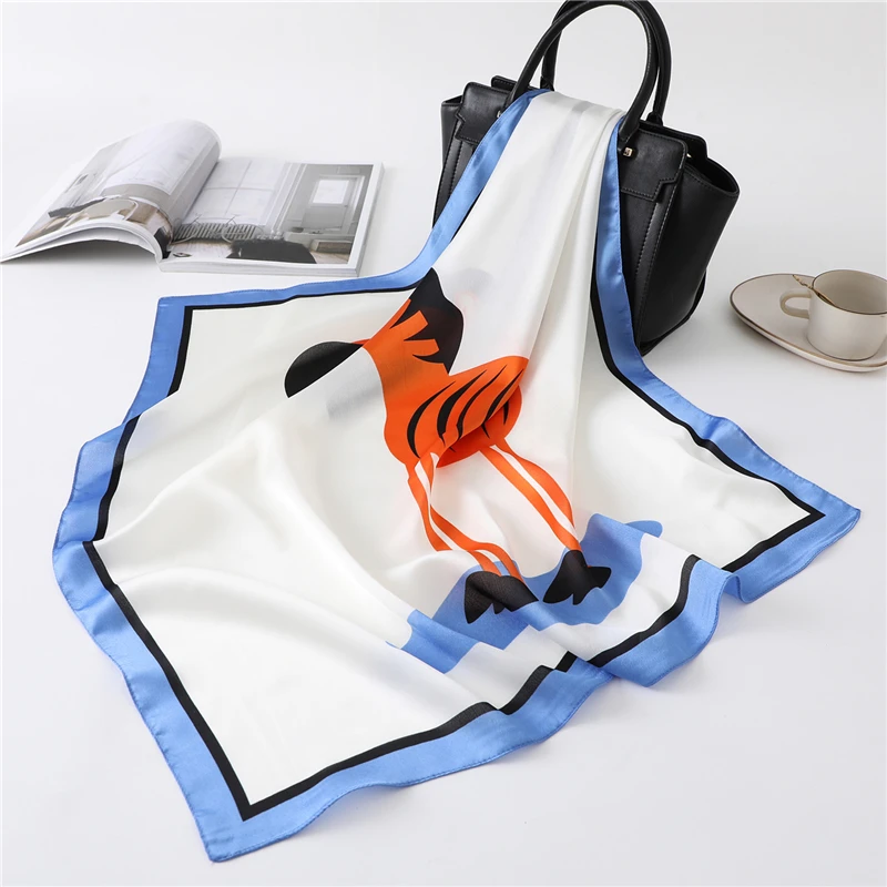 Lady Zijde Haar Sjaal Leuke Animal Print Vierkante Vrouwen Office Neck Sjaals Bandana Sjaals En Wraps Halsdoek 2020 Nieuwe