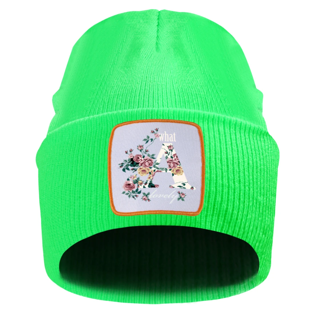 Милая шапка бини с цветочным принтом теплая Повседневная Уличная вязаная в стиле