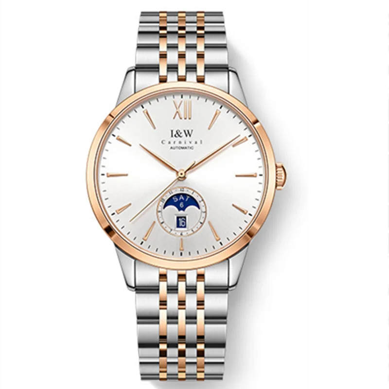 Швейцария карнавал и лунной фазой GMT механические часы Для мужчин MIYOTA