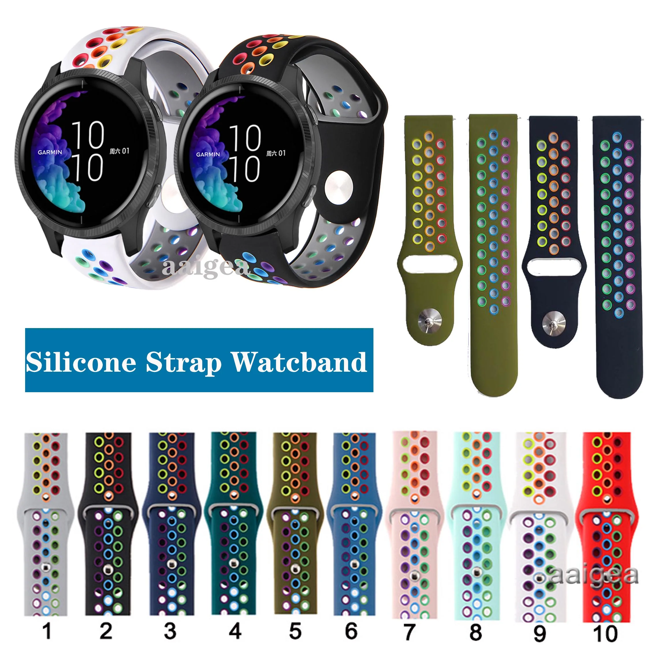 

Silicone Sport Strap Band for Garmin Venu Sq for Vivoactive 3 Music/Vivomove HR Replacement band strap 20mm 22mm