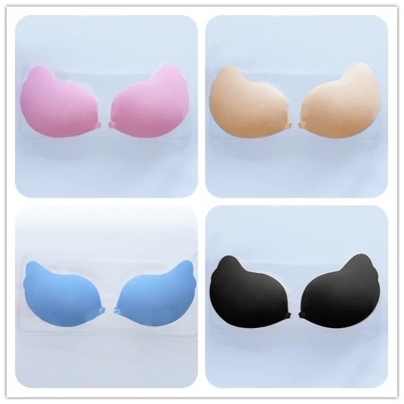 Sexy woman Push Up Self-Adhesive Silicone Bust Front Closure Strapless Invisible bra