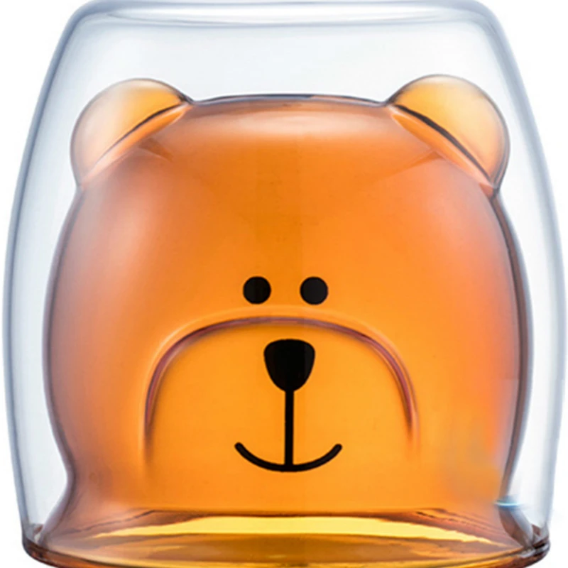 Soffe мультяшный медведь двойные стены стеклянная кружка боросиликатные