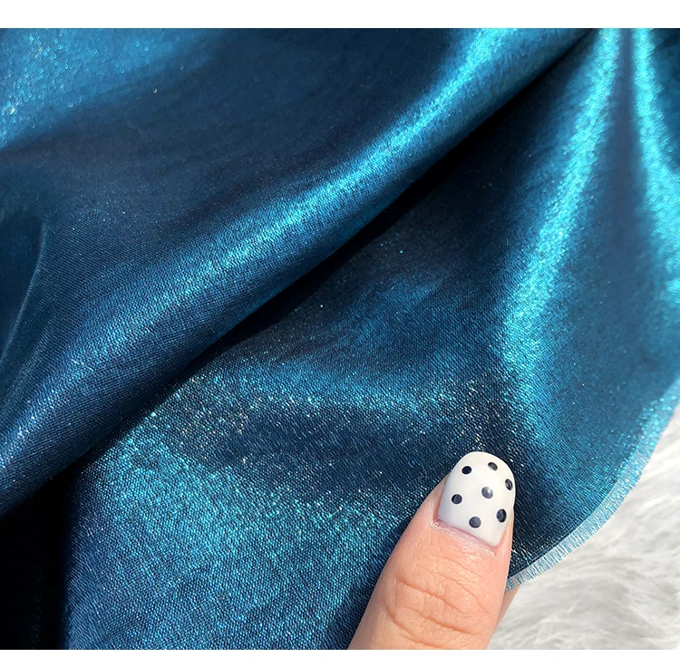 Цветной Шелк Лен-павлин синий Высокое качество Яркий глянцевый Лен гладкая