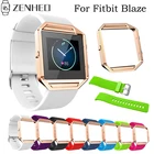Силиконовый ремешок для фитнес-часов Fitbit Blaze, сменный ремешок с металлической рамкой цвета розового золота, чехол