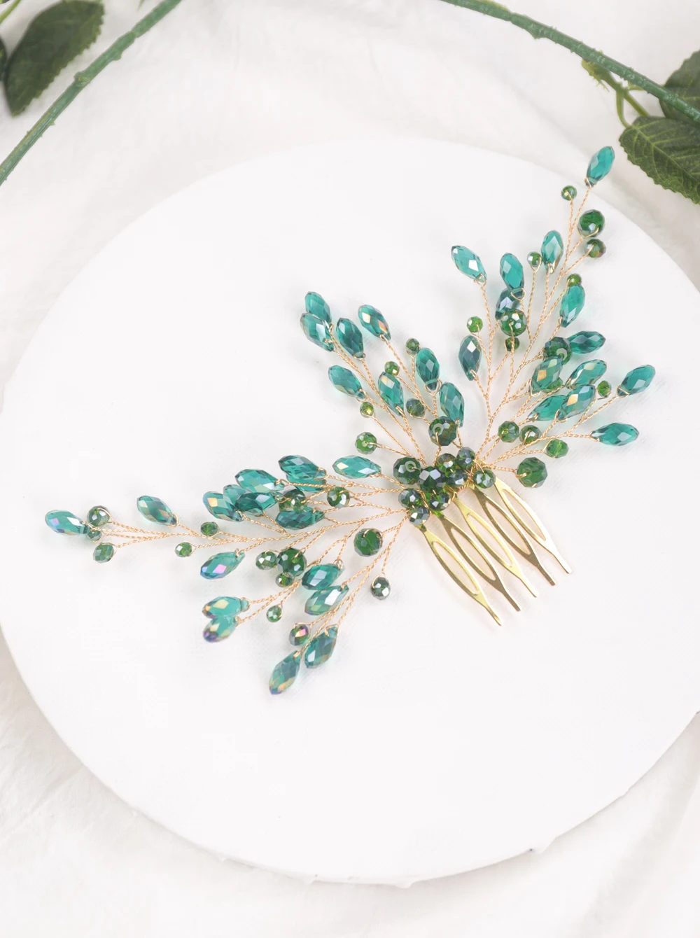 Богемный Черный Красный Зеленый Кристалл женские гребни невесты аксессуары для