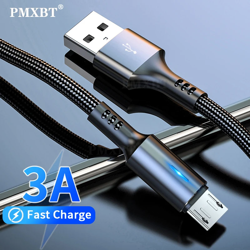 2 м Micro USB кабель 3A Быстрый зарядный для передачи данных Xiaomi Redmi Samsung Galaxy Android