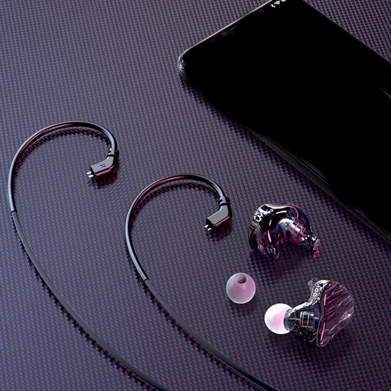 

S6 Resin Earphones 2-Pin Detachable Cable In-Ear Earphones, Subwoofer Bluetooth Headset with Interchangeable Cables