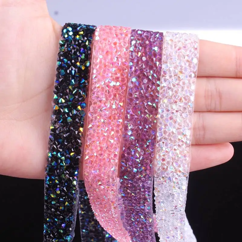 1 ярд Вышивание отделкой с украшением в виде кристаллов Стразы горячей фиксации