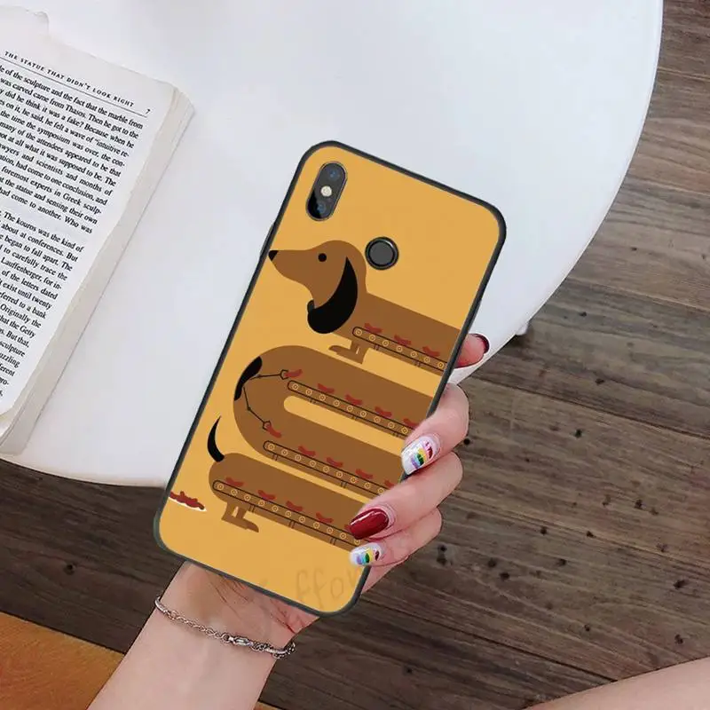 

Cartoon Dachshund Sausage Dog Phone Case For Xiaomi Redmi note 7 8 9 t k30 max3 9 s 10 pro lite