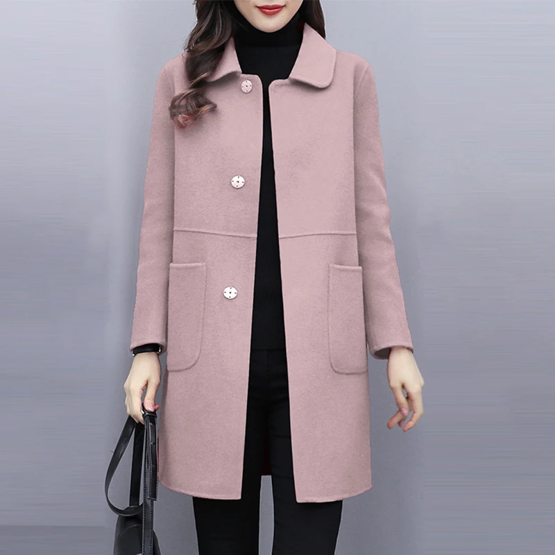 Модное Смешанное шерстяное пальто Женское Осень-зима 2021 Рождественская красная