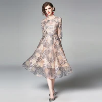 zuoman summer lace dress work casual slim fashion o neck sexy hollow out embroidery dresses women a line vintage vestidos