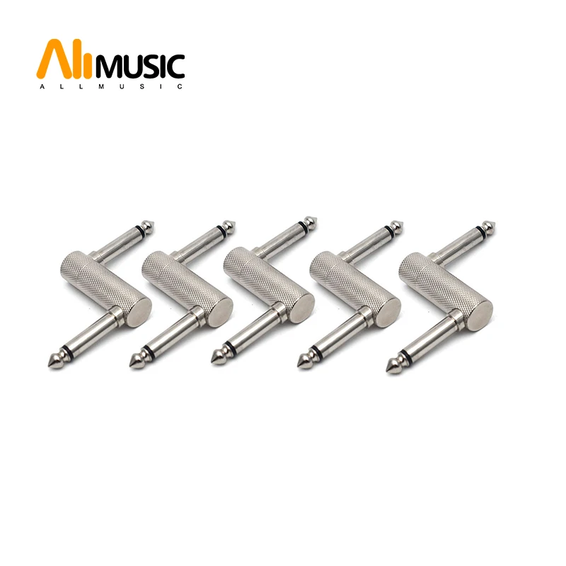 5Pcs Z Type 6.35mm Guitar Effect Pedal Connector Thread Connector Audio Adaptors Connecting Jack Chrome