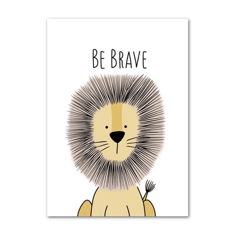 Cute Cartoon Animal Monkeys Lions Hippos Picture Decoration Painting Children's Room Kindergarten Unframed Core | Дом и сад