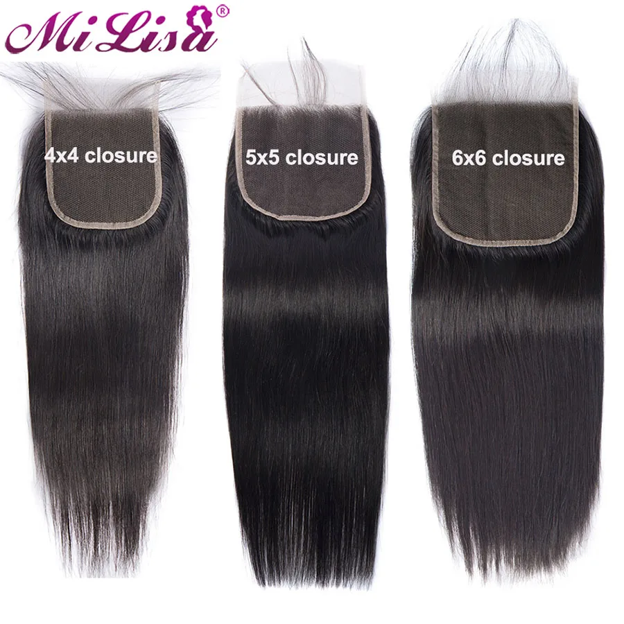 Бразильские прямые человеческие волосы с кружевной застежкой 4x5x6x6 Детские