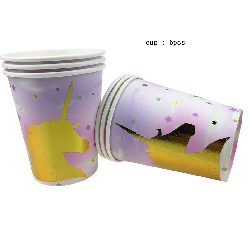 Новый стиль золотой единорог одноразовая посуда бумажная тарелка перьевой