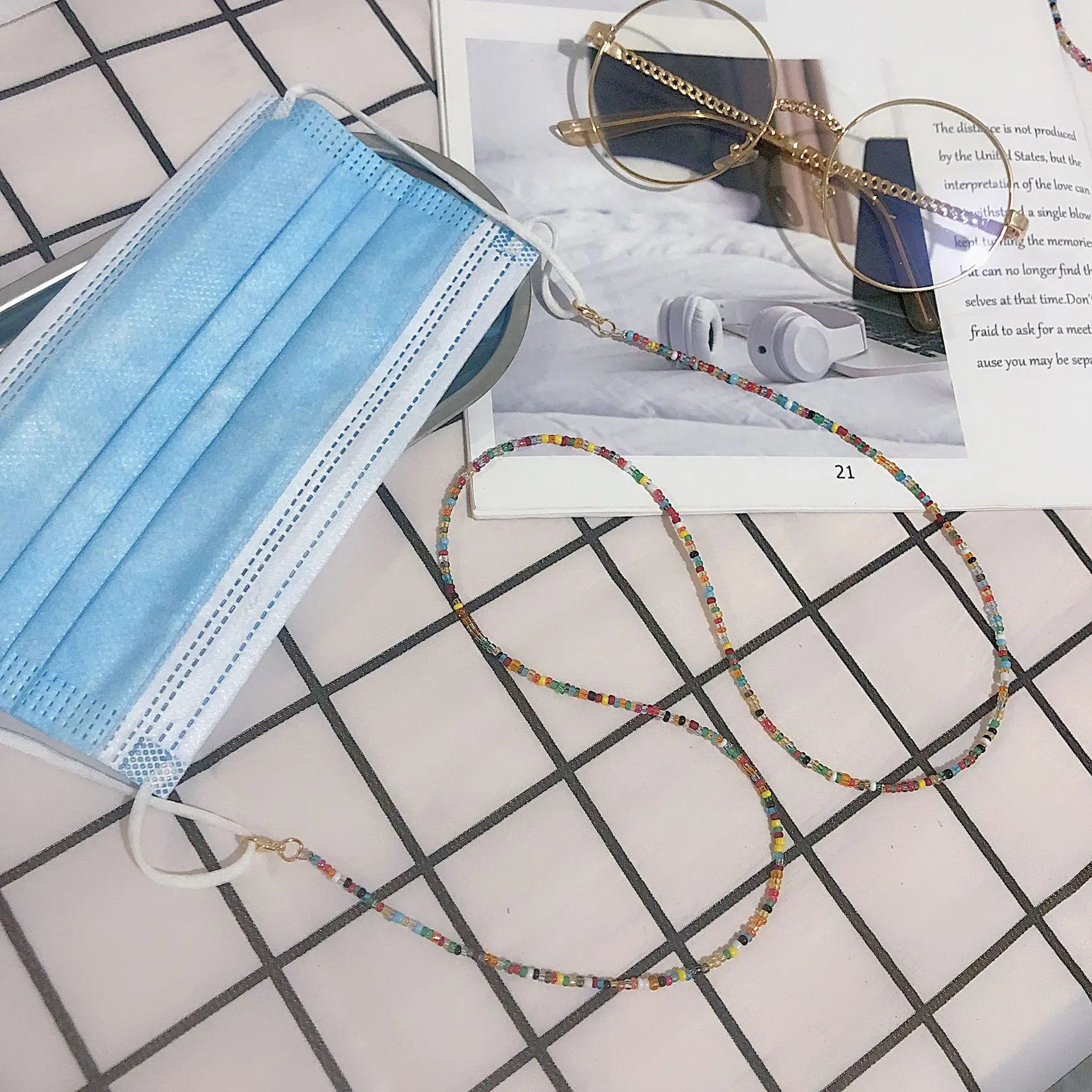 

Beaded Bead Glasses Chain Multifunctional Colorful Rice Bead Mask Chain Simple Sunglasses Cord Lanyard