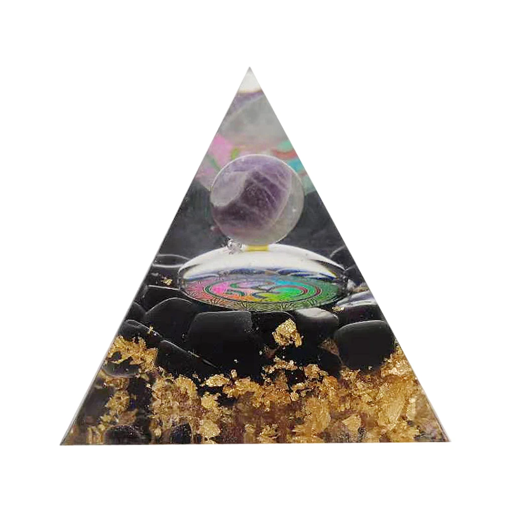 

Large Gemstone Orgone Pyramid Energy Generator Natural Quartz Crystal Black Tourmaline Heal Meditation
