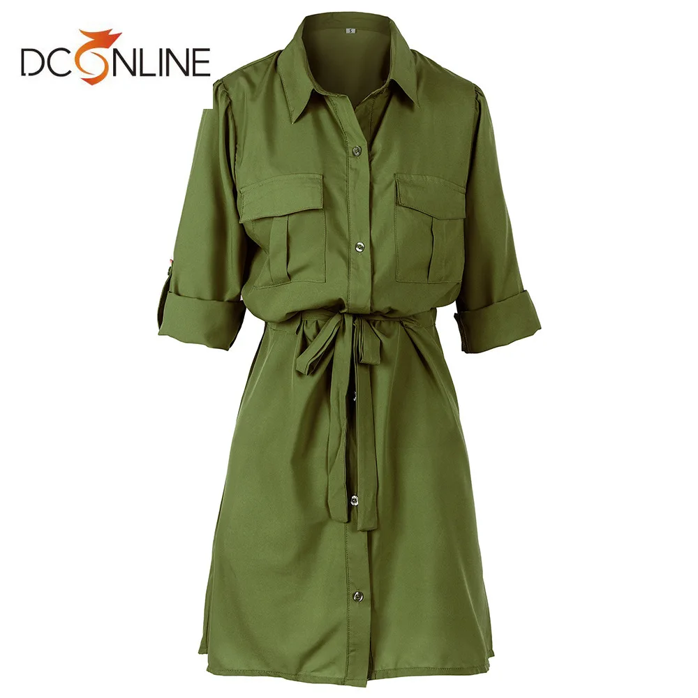 Женское платье для сафари 2020 тонкое облегающее в стиле а силуэта половина пояса