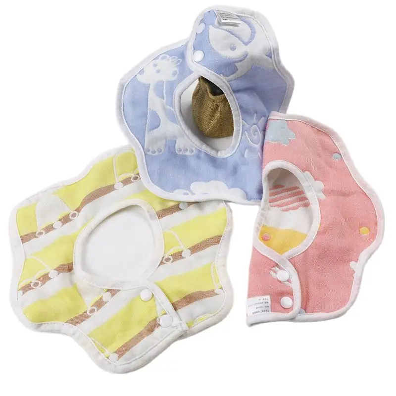 

2Pcs/Lot Baby Bibs Baby Rotating Cotton Bibs 6Layers Gauze Muslin Newborn lnfant Saliva Towel Feeding Accessories Color Baby bib