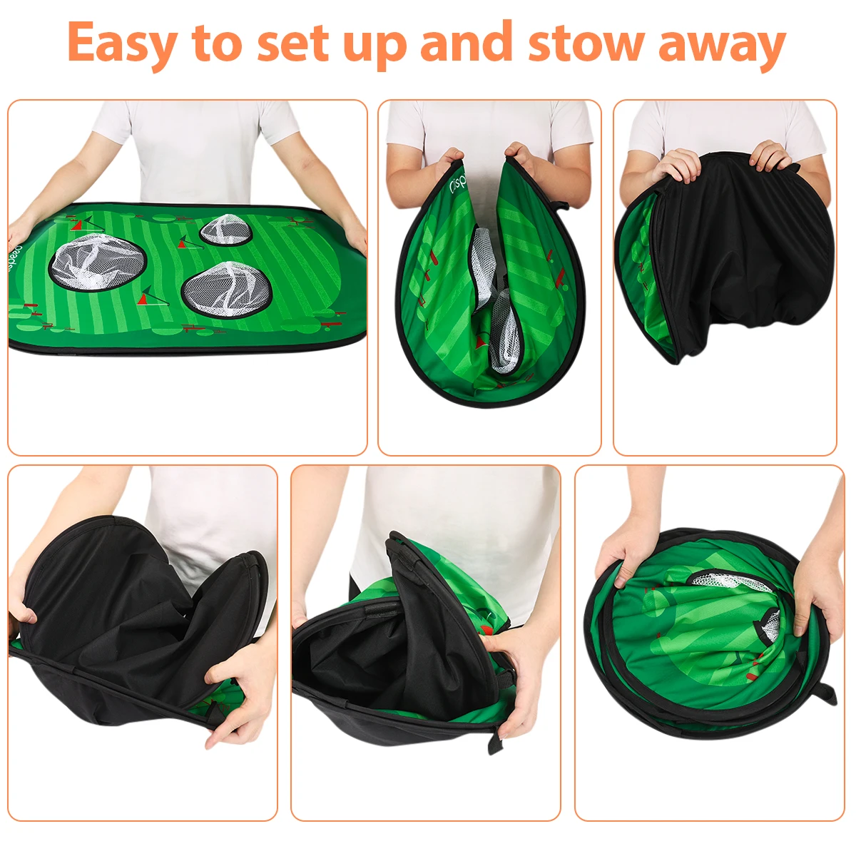 Clispeed Foldable Golf Chipping Net Cornhole Game Set Golfing Target For Indoor Outdoor Practice Training | Спорт и развлечения