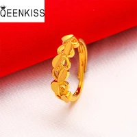 qeenkiss rg562 2021 fine jewelry wholesale fashion woman girl bride mother birthday wedding gift heart 24kt gold resizable ring