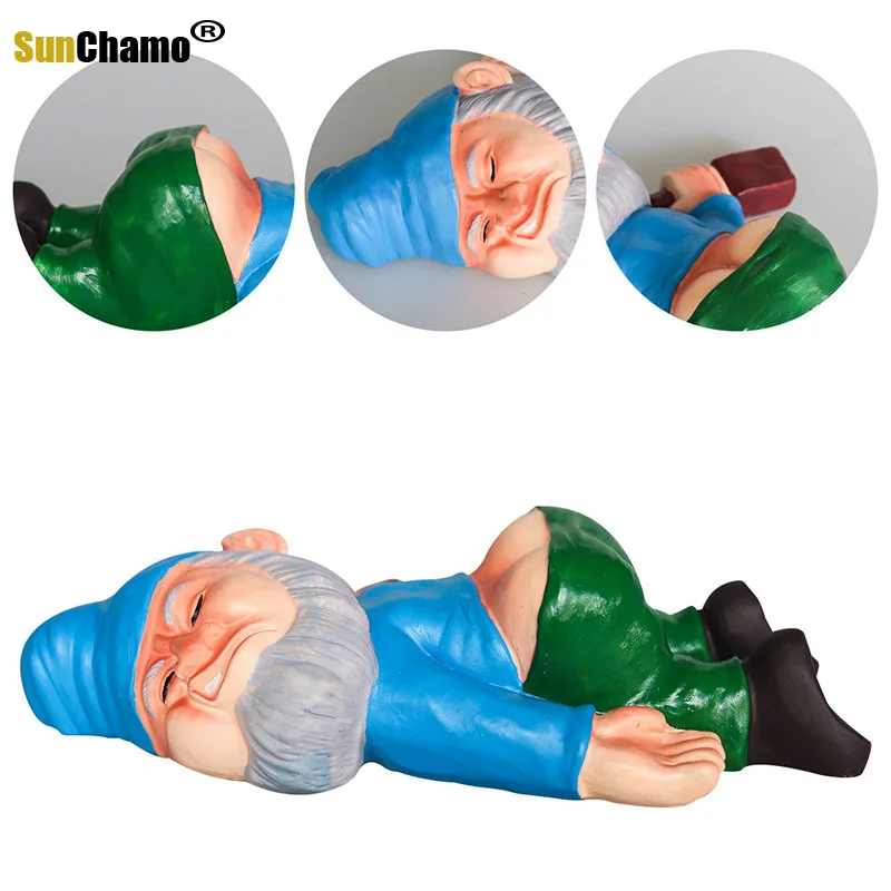 

New Drunk Dwarf Sleeping on The Ground, Garden Resin Decorative Ornaments, Creative Garden Drunk Dwarf