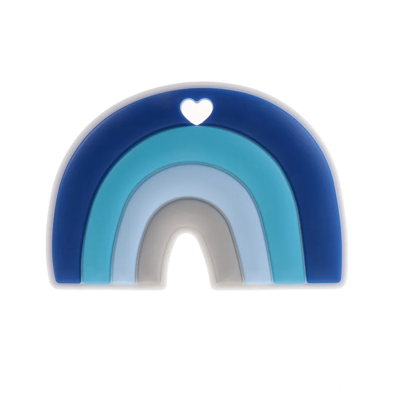 Fkisbox-mordedor de silicona de arco iris para beb&eacute;, juguetes de dentici&oacute;n infantil sin BPA, accesorios, cadena calmante para chupete de lactancia, 10 piezas-2