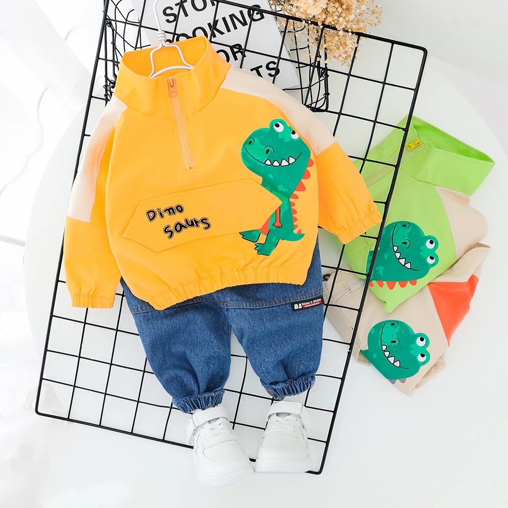 Cute Baby Boy Clothing Set Cartoon Dinosaur 2PCS 2020 New Toddler Boys Letter Print Spring Autumn Outwear |
