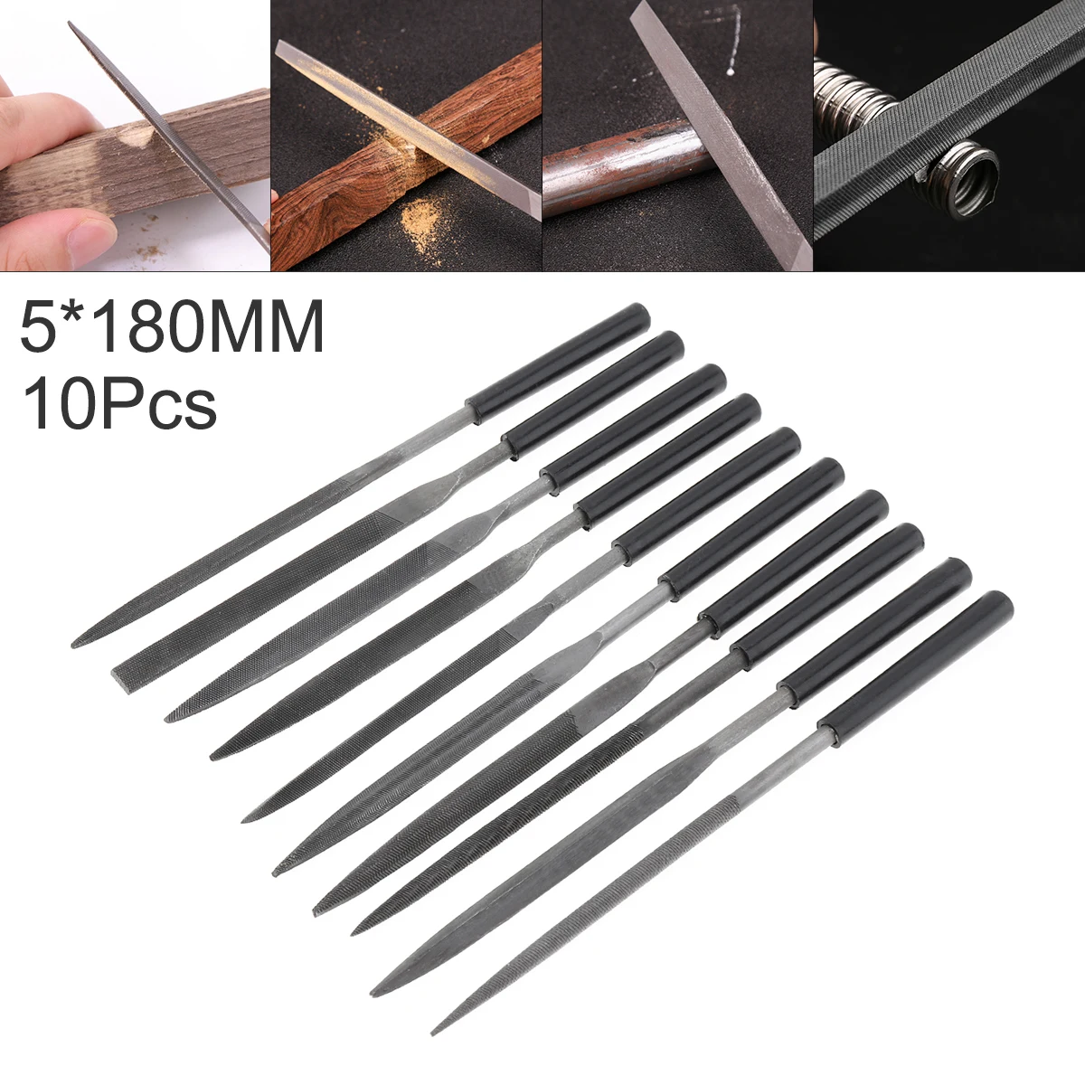 

10pcs 180mm Dressing Steel File Model Frustration Set Semi-circular Flat Headed Flat File Square File Assorted File Combination