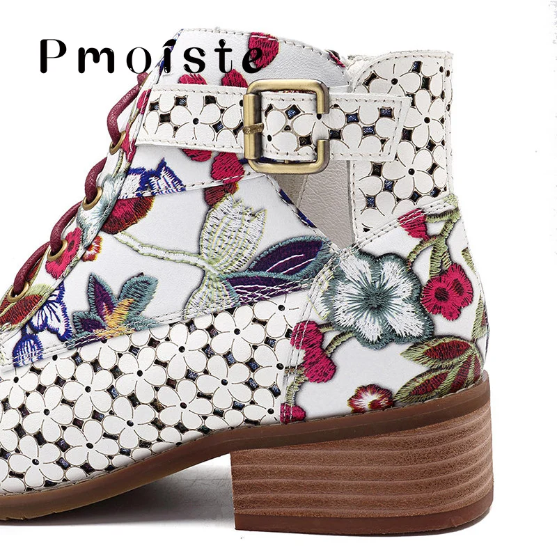 Новинка 2019 ботильоны женские модные ботинки с красивым цветочным узором