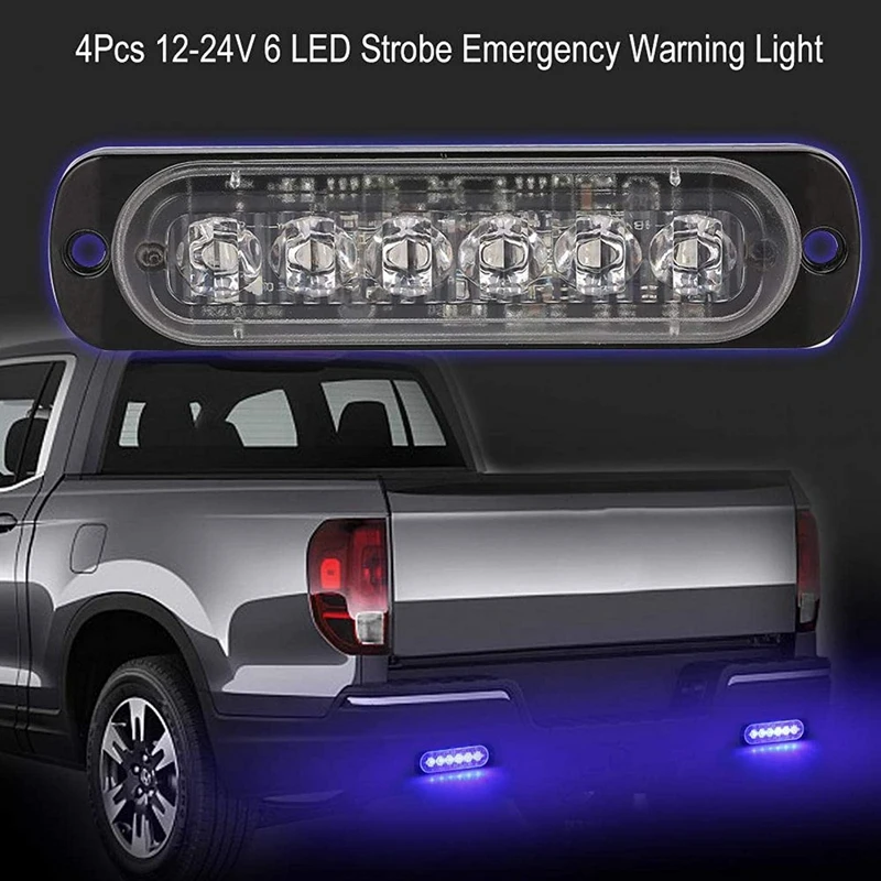 

4 шт. Универсальный супер тонкий 6LED автомобиля 12-24V грузовик Предупреждение предупреждение аварийный конструкции мигает мерцающий светильн...
