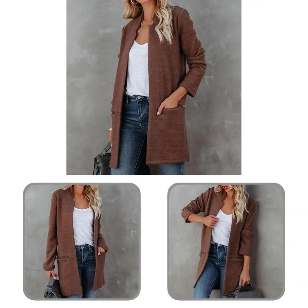

Jacket Coat Intellectual Premium Coldproof Lady Pure Color Long Cardigan Coat