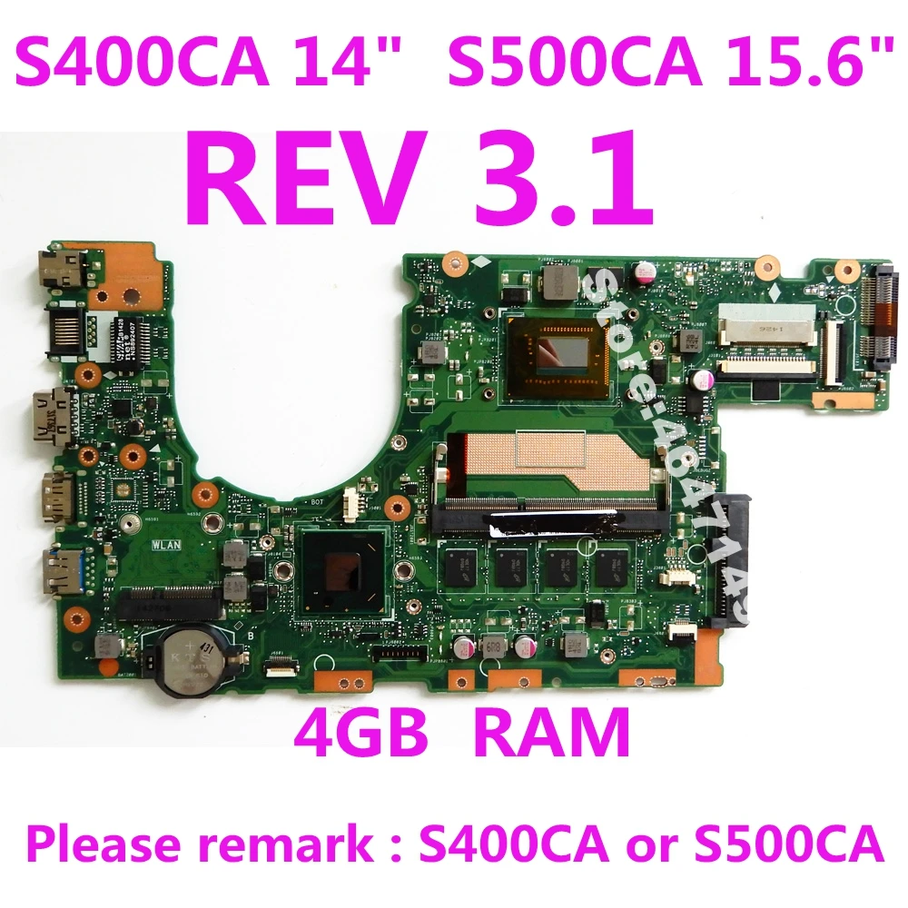 S400CA 2117/i3-3217/i5-3337/i7-3517/i7-3537 CPU 4G Mainboard REV 3.1 For ASUS S400CA S500CA S400C S500C S400 S500 Motherboard