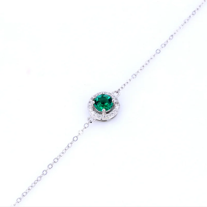 Простое Ювелирное Украшение Круглый лабораторный Изумрудный браслет из золота с