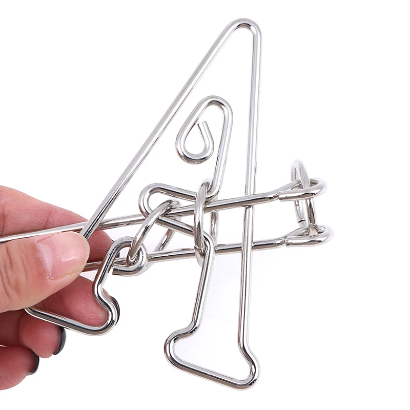 Rompecabezas de Metal con letras A y anillo, juego de rompecabezas para adultos y ni&ntilde;os-0