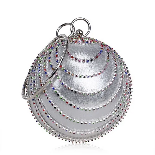YM1158silvercolor SEKUSA мяч; со стразами; с бахромой Для женщин вечерние металлический расшитая кристаллами сумочка-клатч вечерняя Свадебная вечерняя свадебная сумочка через плечо сумки из натуральной кожи на ремешке клатч - Цвет: YM1158silvercolor