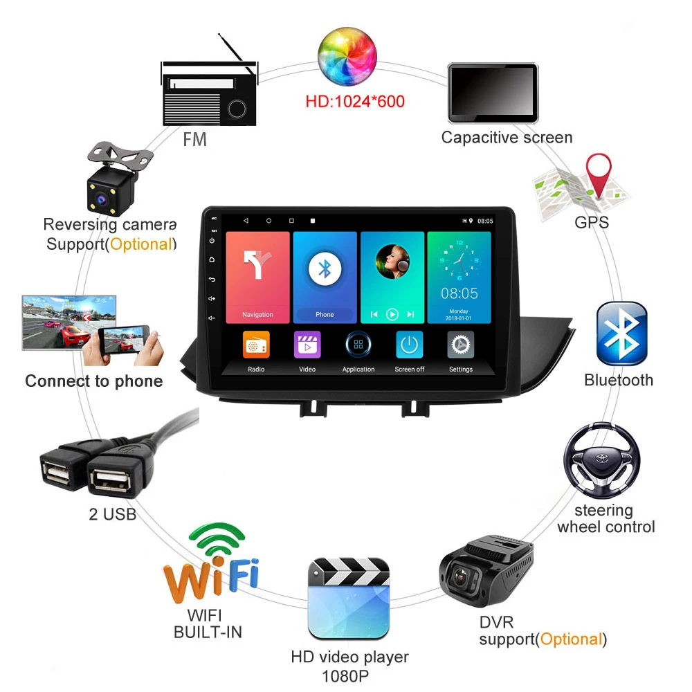 

10.1 inch 2din Android 10 RDS DSP Car Radio Multimedia Video Player Navigation GPS For Hyundai Elantra 2017 2018 Head Unit