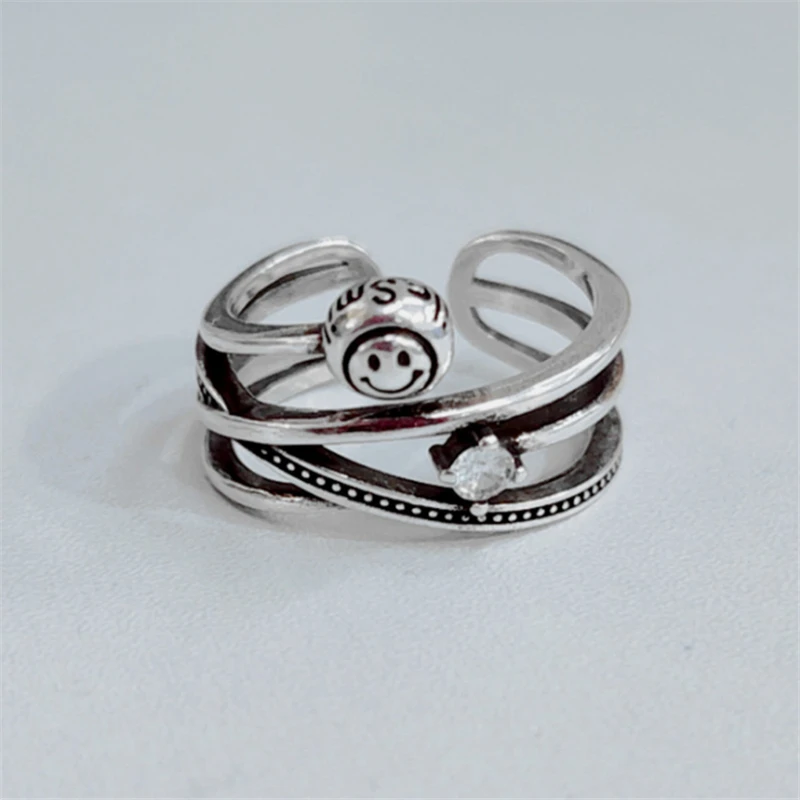 Женское Винтажное кольцо в стиле панк Anillo Mujer Корейском со смайликом и