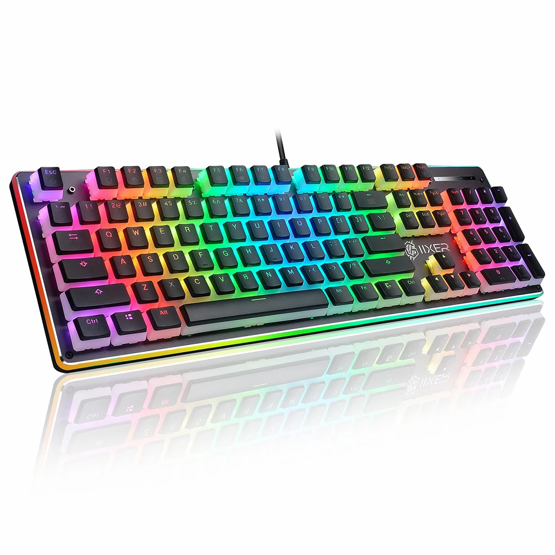 104 Keys Mechanical Keyboard PBT Pudding Keycaps Waterproof RGB Backlit Office Gaming Keyboards For Notebook PC - Red Switch