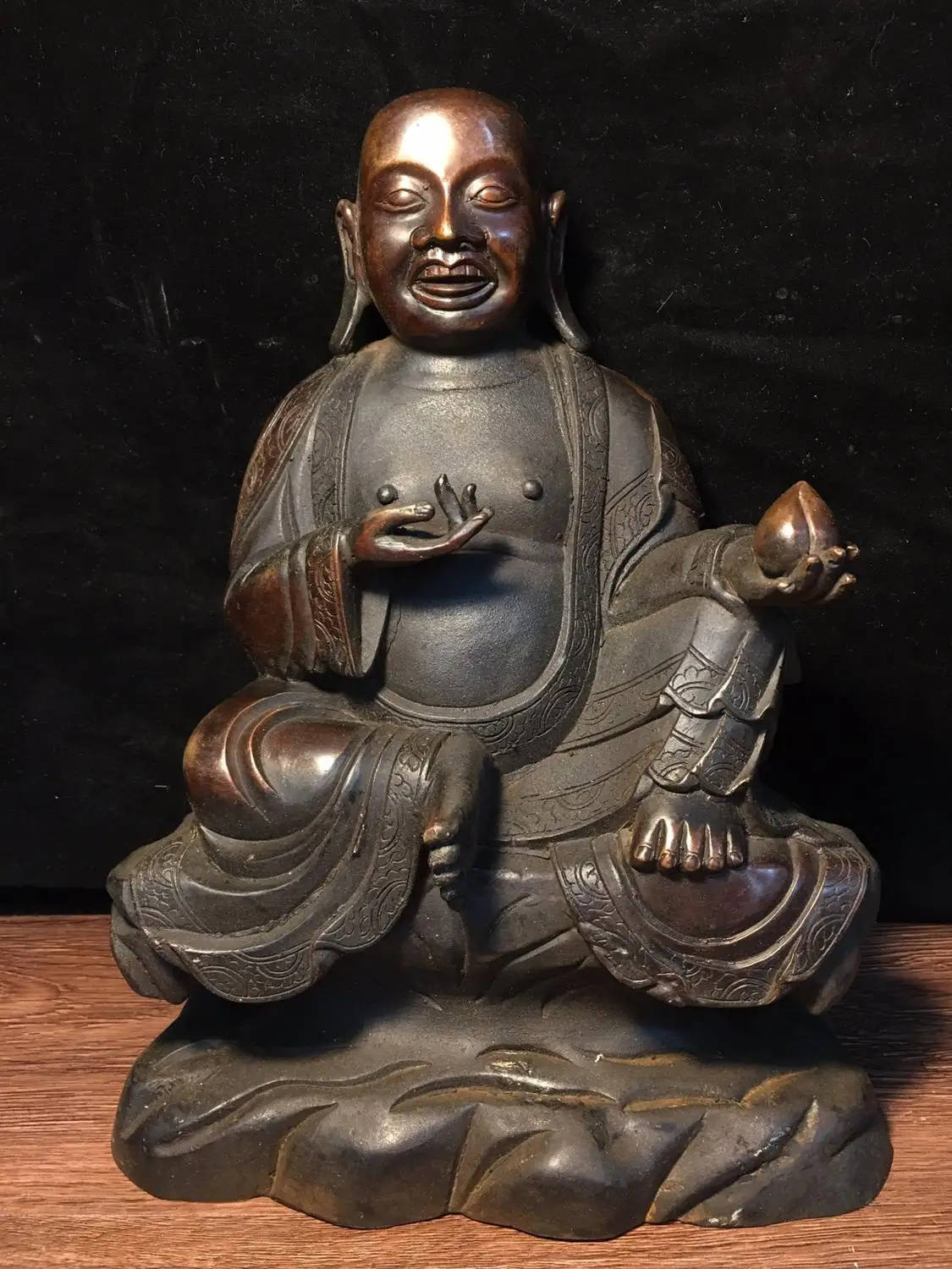 

Wedding Decoration 12" Tibet Buddhism Temple Purple Bronze Maitreya Buddha statue Statue of Maitreya Metteyya Future buddha